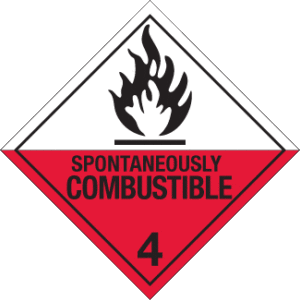 Hazard Class 4.2 - Spontaneously Combustible Material, Worded, Vinyl Label, 500/roll - ICC USA