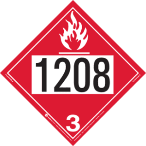 UN 1208, Hazard Class 3 - Flammable Liquid, Permanent Self-Stick Vinyl - ICC USA