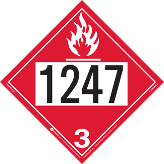 UN 1247 | Hazard Class 3 | Flammable Liquid, Permanent Self-Stick Vinyl |  ICC