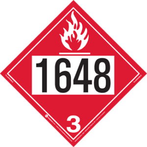 UN 1648, Hazard Class 3 - Flammable Liquid, Permanent Self-Stick Vinyl - ICC USA