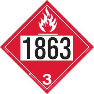 UN 1863, Hazard Class 3 - Flammable Liquid, Permanent Self-Stick Vinyl - ICC USA