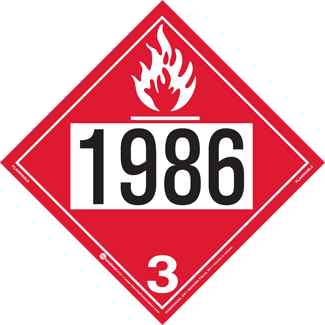 UN 1986, Hazard Class 3 – Flammable Liquid, Permanent Self-Stick Vinyl