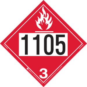 UN 1105, Hazard Class 3 - Flammable Liquid Placard, Removable Self-Stick Vinyl - ICC USA