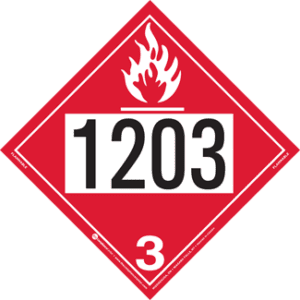 UN 1203, Hazard Class 3 - Flammable Liquid Placard, Removable Self-Stick Vinyl - ICC USA