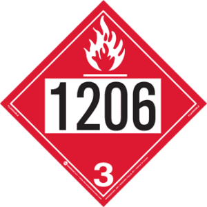 UN 1206, Hazard Class 3 - Flammable Liquid Placard, Removable Self-Stick Vinyl - ICC USA
