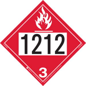 UN 1212, Hazard Class 3 - Flammable Liquid Placard, Removable Self-Stick Vinyl - ICC USA