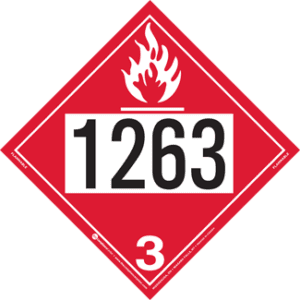 UN 1263, Hazard Class 3 - Flammable Liquid Placard, Removable Self-Stick Vinyl - ICC USA