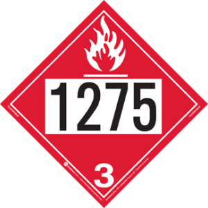 UN 1275, Hazard Class 3 - Flammable Liquid Placard, Removable Self-Stick Vinyl - ICC USA