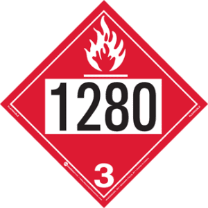UN 1280, Hazard Class 3 - Flammable Liquid Placard, Removable Self-Stick Vinyl - ICC USA