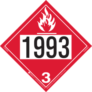 UN 1993, Hazard Class 3 - Flammable Liquid Placard, Removable Self-Stick Vinyl - ICC USA