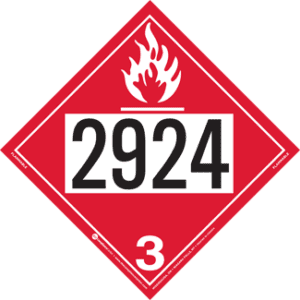 UN 2924, Hazard Class 3 - Flammable Liquid Placard, Removable Self-Stick Vinyl - ICC USA