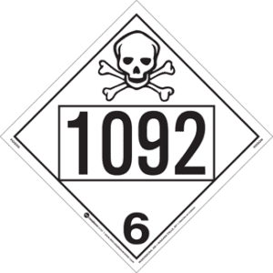 UN 1092, Hazard Class 6 - Toxic, Permanent Self-Stick Vinyl - ICC USA