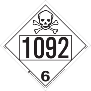 UN 1092, Hazard Class 6 - Toxic, Permanent Self-Stick Vinyl - ICC USA