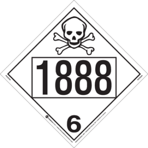 UN 1888, Hazard Class 6 - Toxic Placard, Removable Self-Stick Vinyl - ICC USA