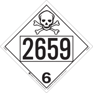 UN 2659, Hazard Class 6 - Toxic Placard, Removable Self-Stick Vinyl - ICC USA
