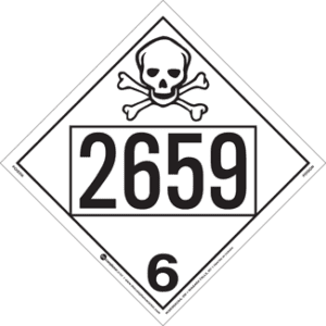 UN 2659, Hazard Class 6 - Toxic Placard, Removable Self-Stick Vinyl - ICC USA