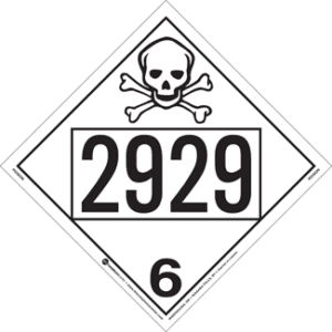 UN 2929, Hazard Class 6 - Toxic Placard, Removable Self-Stick Vinyl - ICC USA
