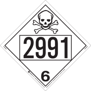 UN 2991, Hazard Class 6 - Toxic Placard, Removable Self-Stick Vinyl - ICC USA