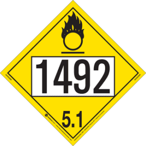 UN 1492, Hazard Class 5 - Oxidizer Placard, Removable Self-Stick Vinyl - ICC USA