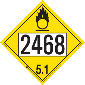 UN 2468, Hazard Class 5 - Oxidizer Placard, Removable Self-Stick Vinyl - ICC USA