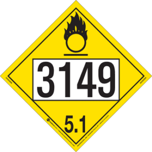 UN 3149, Hazard Class 5 - Oxidizer Placard, Removable Self-Stick Vinyl - ICC USA