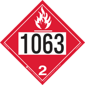 UN 1063, Hazard Class 2 - Flammable Gas Placard, Removable Self-Stick Vinyl - ICC USA