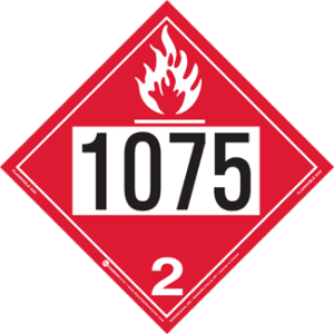 UN 1075, Hazard Class 2 - Flammable Gas Placard, Removable Self-Stick Vinyl - ICC USA