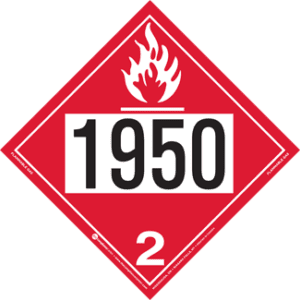 UN 1950, Hazard Class 2 - Flammable Gas Placard, Removable Self-Stick Vinyl - ICC USA