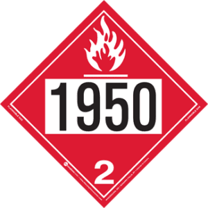 UN 1950, Hazard Class 2 - Flammable Gas Placard, Removable Self-Stick Vinyl - ICC USA