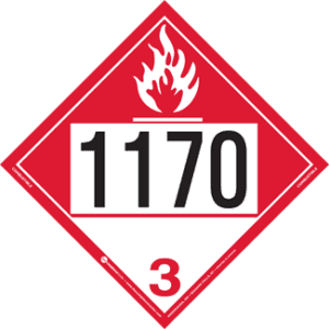 UN 1170, Hazard Class 3 - Combustible Liquid Placard, Removable Self-Stick Vinyl - ICC USA