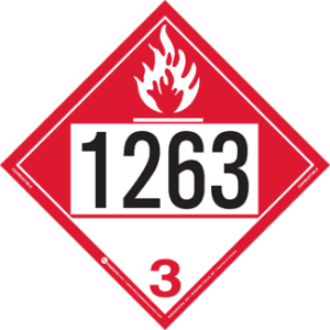 UN 1263, Hazard Class 3 - Combustible Liquid Placard, Removable Self-Stick Vinyl - ICC USA
