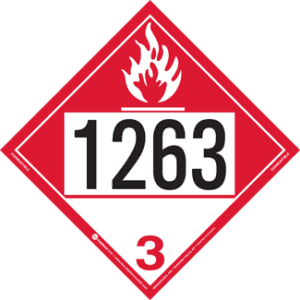 UN 1263, Hazard Class 3 - Combustible Liquid Placard, Removable Self-Stick Vinyl - ICC USA