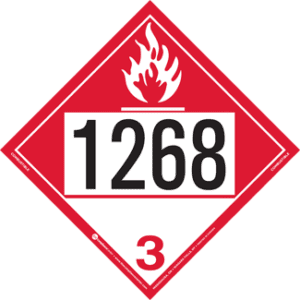 UN 1268, Hazard Class 3 - Combustible Liquid Placard, Removable Self-Stick Vinyl - ICC USA