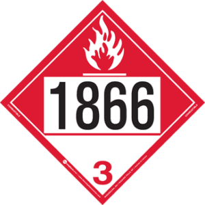 UN 1866, Hazard Class 3 - Combustible Liquid Placard, Removable Self-Stick Vinyl - ICC USA