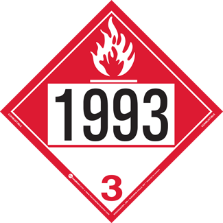 UN 1993 Placard, Hazard Class 3 – Combustible Liquid, Removable Self-Stick Vinyl