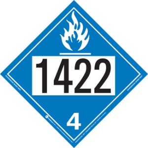 UN 1422, Hazard Class 4 - Water Reactive Substances, Permanent Self-Stick Vinyl - ICC USA