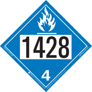 UN 1428, Hazard Class 4 - Water Reactive Substances, Permanent Self-Stick Vinyl - ICC USA