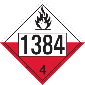 UN 1384, Hazard Class 4 - Substances Liable to Spontaneous Combustion, Permanent Self-Stick Vinyl - ICC USA