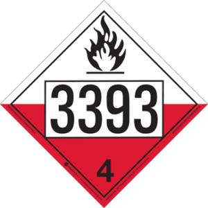 UN 3393, Hazard Class 4 - Substances Liable to Spontaneous Combustion, Permanent Self-Stick Vinyl - ICC USA