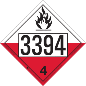UN 3394, Hazard Class 4 - Substances Liable to Spontaneous Combustion, Permanent Self-Stick Vinyl - ICC USA