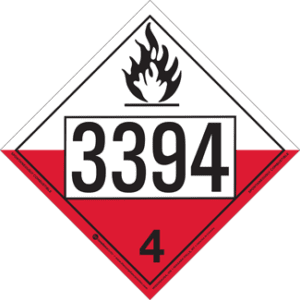 UN 3394, Hazard Class 4 - Substances Liable to Spontaneous Combustion, Permanent Self-Stick Vinyl - ICC USA