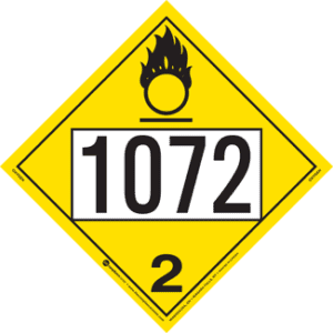 UN 1072, Hazard Class 2 - Oxygen, Permanent Self-Stick Vinyl - ICC USA