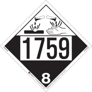 UN 1759, Hazard Class 8 - Corrosive, Permanent Self-Stick Vinyl - ICC USA
