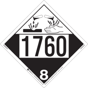 UN 1760, Hazard Class 8 - Corrosive, Permanent Self-Stick Vinyl - ICC USA