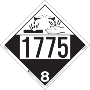 UN 1775, Hazard Class 8 - Corrosive, Permanent Self-Stick Vinyl - ICC USA