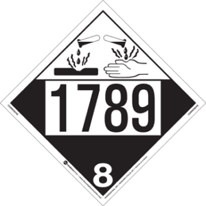 UN 1789, Hazard Class 8 - Corrosive, Permanent Self-Stick Vinyl - ICC USA