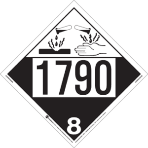 UN 1790, Hazard Class 8 - Corrosive, Permanent Self-Stick Vinyl - ICC USA
