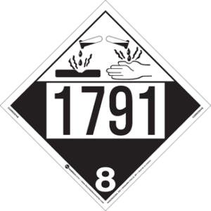 UN 1791, Hazard Class 8 - Corrosive, Permanent Self-Stick Vinyl - ICC USA