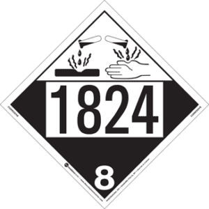 UN 1824, Hazard Class 8 - Corrosive, Permanent Self-Stick Vinyl - ICC USA