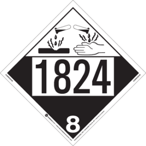 UN 1824, Hazard Class 8 - Corrosive, Permanent Self-Stick Vinyl - ICC USA